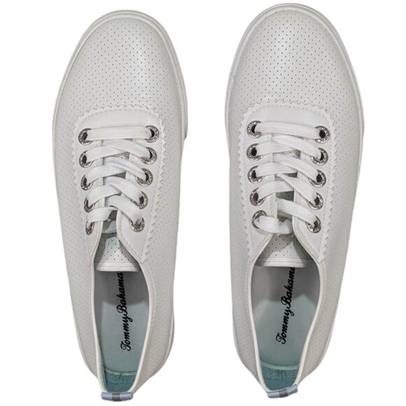 Tommy Bahama Perforated Sneakers Womens 8.5 White Lace Up Coastal Preppy Resort - Picture 2 of 7